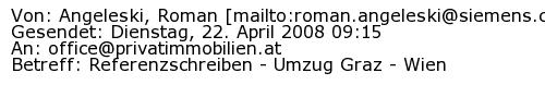 Referenzschreiben Absender